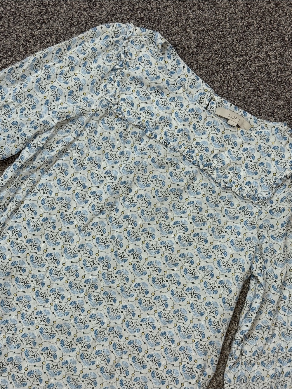 LOFT Light Blue Floral Long-Sleeve Top - Picture 3 of 6